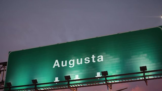 Airplane Landing Augusta during a wonderful sunset