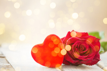 Red heart and rose St Valentine background