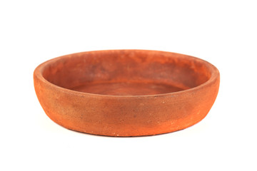 ketsi, georgian traditional clay pot for cooking food on white background