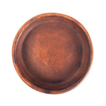 ketsi, georgian traditional clay pot for cooking food on white background