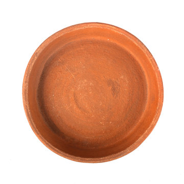 ketsi, georgian traditional clay pot for cooking food on white background