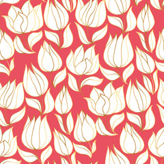 Elegant decorative tulip floral seamless pattern.