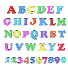 Children's multicolored alphabet and numbers