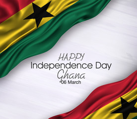 Vector illustration of Happy ghana Waving flags isolated on gray background.06 march.