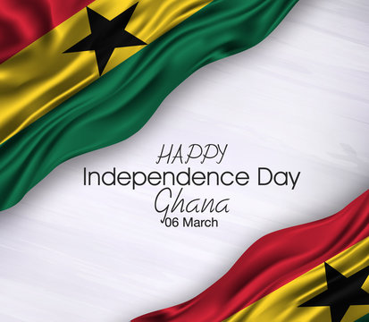Vector illustration of Happy ghana Waving flags isolated on gray background.06 march.