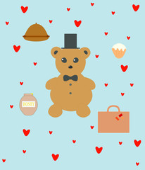 background with teddy bear and heart