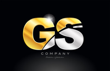 combination letter gs g s alphabet with gold silver grey metal logo