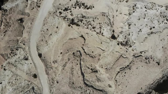 Aerial Flight At Sarakiniko Milos, Greece View From Above
