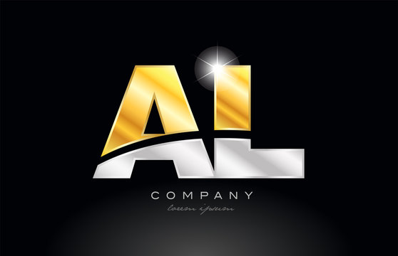 combination letter AL A L alphabet with gold silver grey metal logo