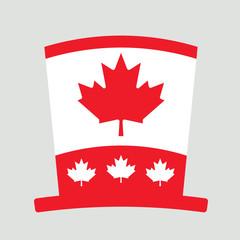 Canada Day hat, First of July hat isolated on grey background. Dominion Day, 1 July, Icon. Vector illustration.
