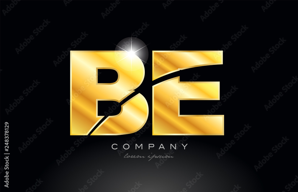 Wall mural combination letter be b e gold golden alphabet metal logo icon design