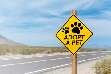 Yellow Rhombus Road Sign for Adopt a Pet