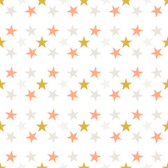 Cute colorful star seamless pattern on white. Funny festive background, wrapping paper. Vector illustration. 
