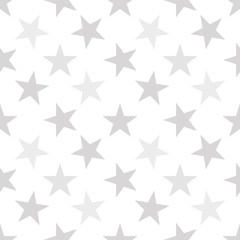 Seamless pattern with pastel gray hand drawn stars on white background. Sky background. Cute wrapping paper. Vector illustration.