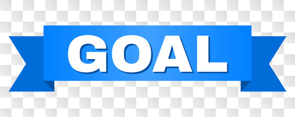 GOAL text on a ribbon. Designed with white title and blue stripe. Vector banner with GOAL tag on a transparent background.