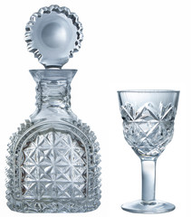 wineglass and carafe isolated