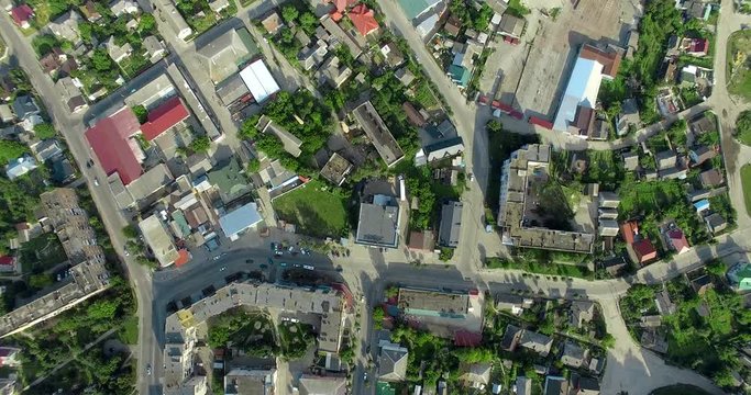 City of Ostrog. Ukraine, Rivne region, Aerial drone view