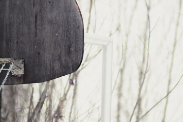 Wooden basketball standard with chain hoop