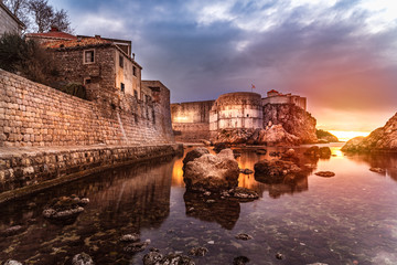 Dubrovnik city walls sunrise Croatia