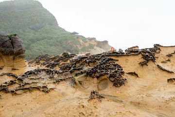 Yehliu natural landscape at Yehliu Geopark in Taiwan.  Yehliu Geopark is home to a number of unique geological formations.