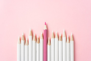 color pencil with leadership, teamwork concept