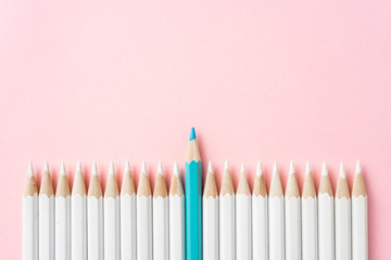 color pencil with leadership, teamwork concept