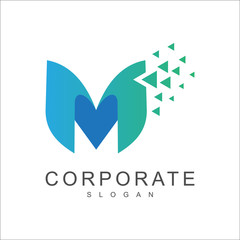 pixel letter m logo