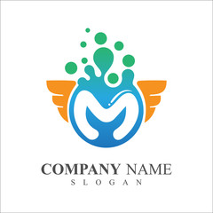 Bubble Letter M With Wing Logo