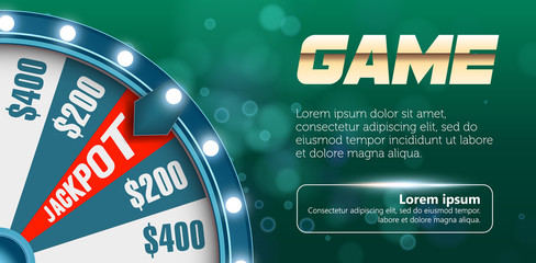 Fortune wheel 3d object on abstract defocused circular bokeh background. Wheel of luck.