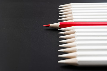 Obraz premium color pencil with leadership, teamwork concept