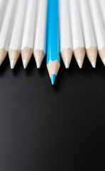 color pencil with leadership, teamwork concept