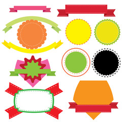 Set of different ribbons, labels or badges templates