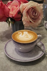 cup of tea and flowers