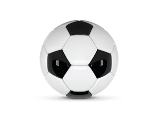 Realistic soccer ball or football ball on white background. 3d Style football championship design banner. Vector ball isolated on white background.