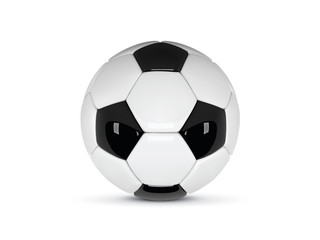 Fototapeta premium Realistic soccer ball or football ball on white background. 3d Style football championship design banner. Vector ball isolated on white background.