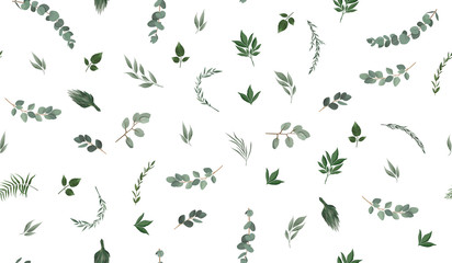 Seamless leaves pattern. Design for banner, poster, card, cover, invitation, placard brochure or header.