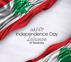 Vector illustration of Happy lebanon Waving flags isolated on gray background.22 november.