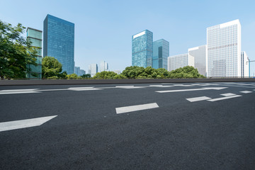 Fototapeta premium Highway Road and Skyline of Modern Urban Architecture in Hangzhou..