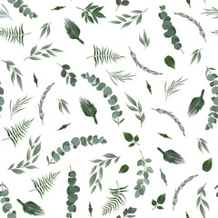 Seamless leaves pattern. Design for banner, poster, card, cover, invitation, placard brochure or header.