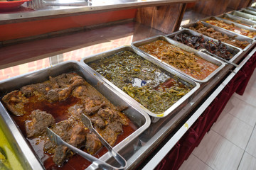 portrait of variation indonesian food in the restaurant