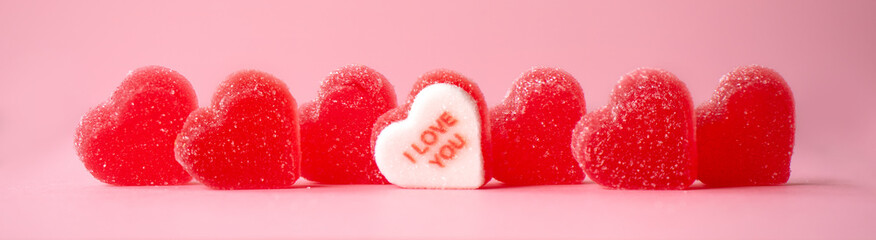Fototapeta premium Valentines greeting cart with hearts