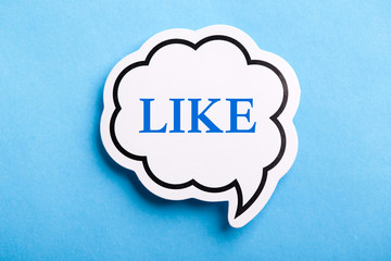 Like Text Speech Bubble Isolated On Blue