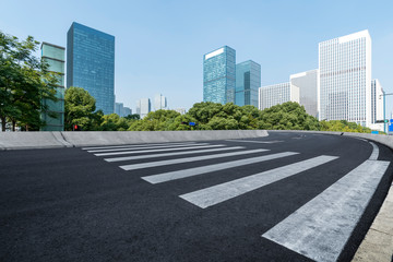 Highway Road and Skyline of Modern Urban Architecture in Hangzhou..