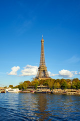 Fototapeta na wymiar Eiffel Tower Taken From A Boat At Seine River