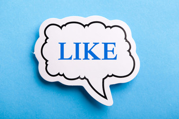 Like Text Speech Bubble Isolated On Blue