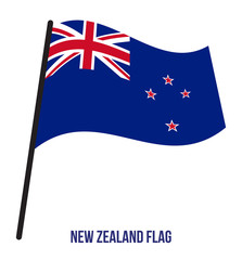 New Zealand Flag Waving Vector Illustration on White Background. New Zealand National Flag.