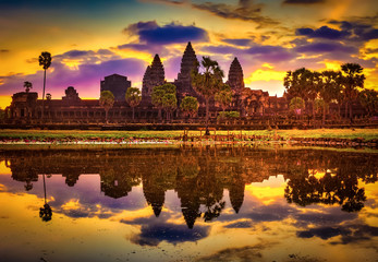Fototapeta na wymiar Angkor Wat temple at sunrise. Siem Reap. Cambodia.