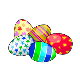 Happy Easter with Set of different texture of Easter eggs,  illustration for your design of poster, greeting card and banner.