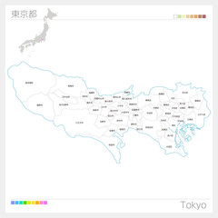 東京都の地図（市町村・区分け）
