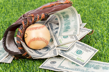 Money with baseball.